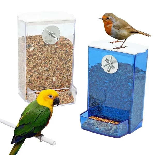 Anti-Splash Bird Feeder Box - Automatic Seed Dispenser for Parakeets