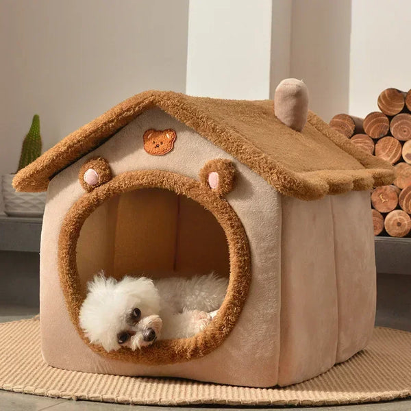 Foldable Pet Cave Bed - Warm House Kennel for Small & Medium Dogs and Cats