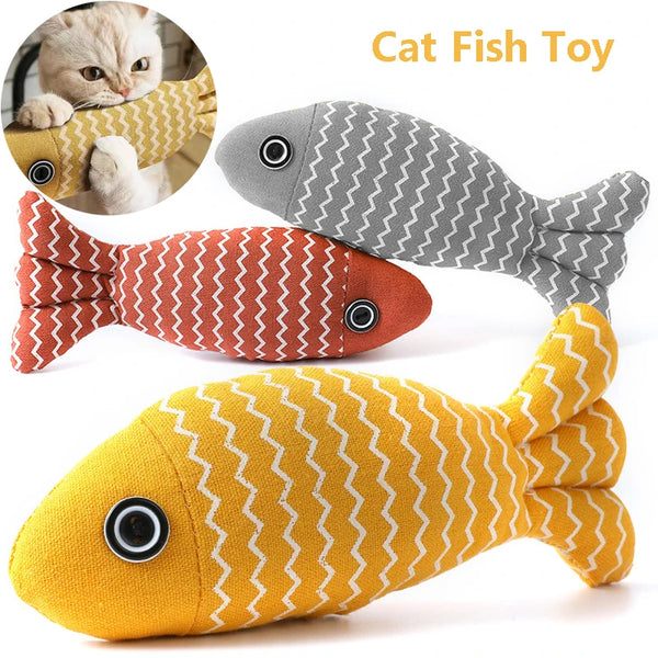 Interactive Fish Cat Toy - Plush Kicker and Chew Pillow for Indoor Cats