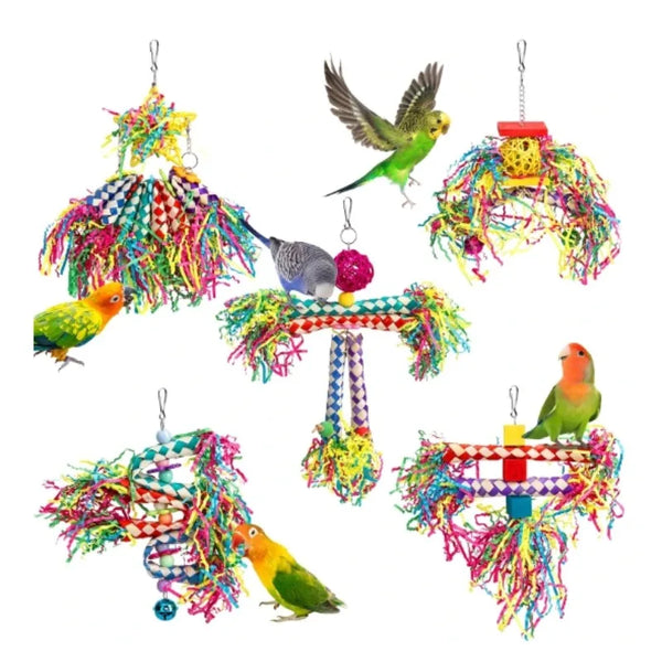Natural Parrot Chew Toy Set - Colorful Biting Toy for Birds