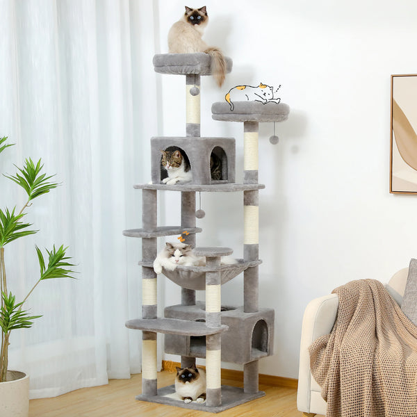 Large Cat Tree Tower - Sisal Scratching Condo for Indoor Cats