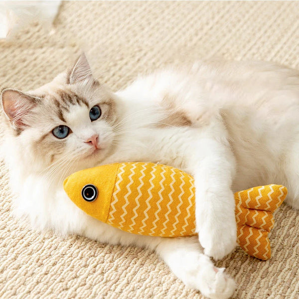 Interactive Fish Cat Toy - Plush Kicker and Chew Pillow for Indoor Cats