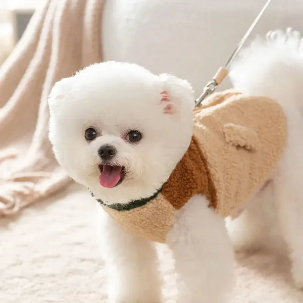 Brown Winter Dog Cardigan Jacket - Soft Two-Legged Pet Coat for Everyday Warmth