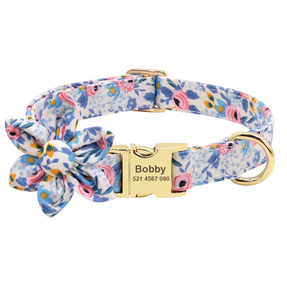 Custom Engraved Dog Collar and Leash Set - Personalized ID Walking Collar
