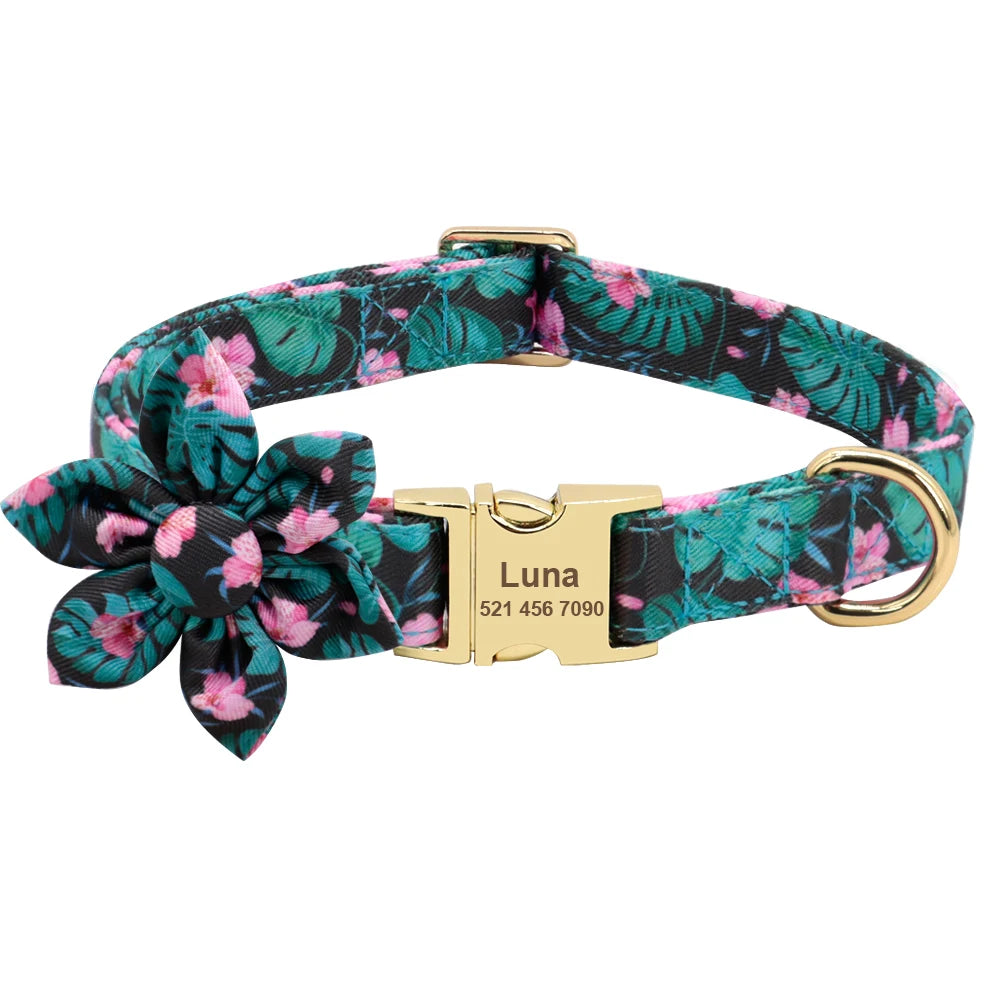 Custom Engraved Dog Collar and Leash Set - Personalized ID Walking Collar