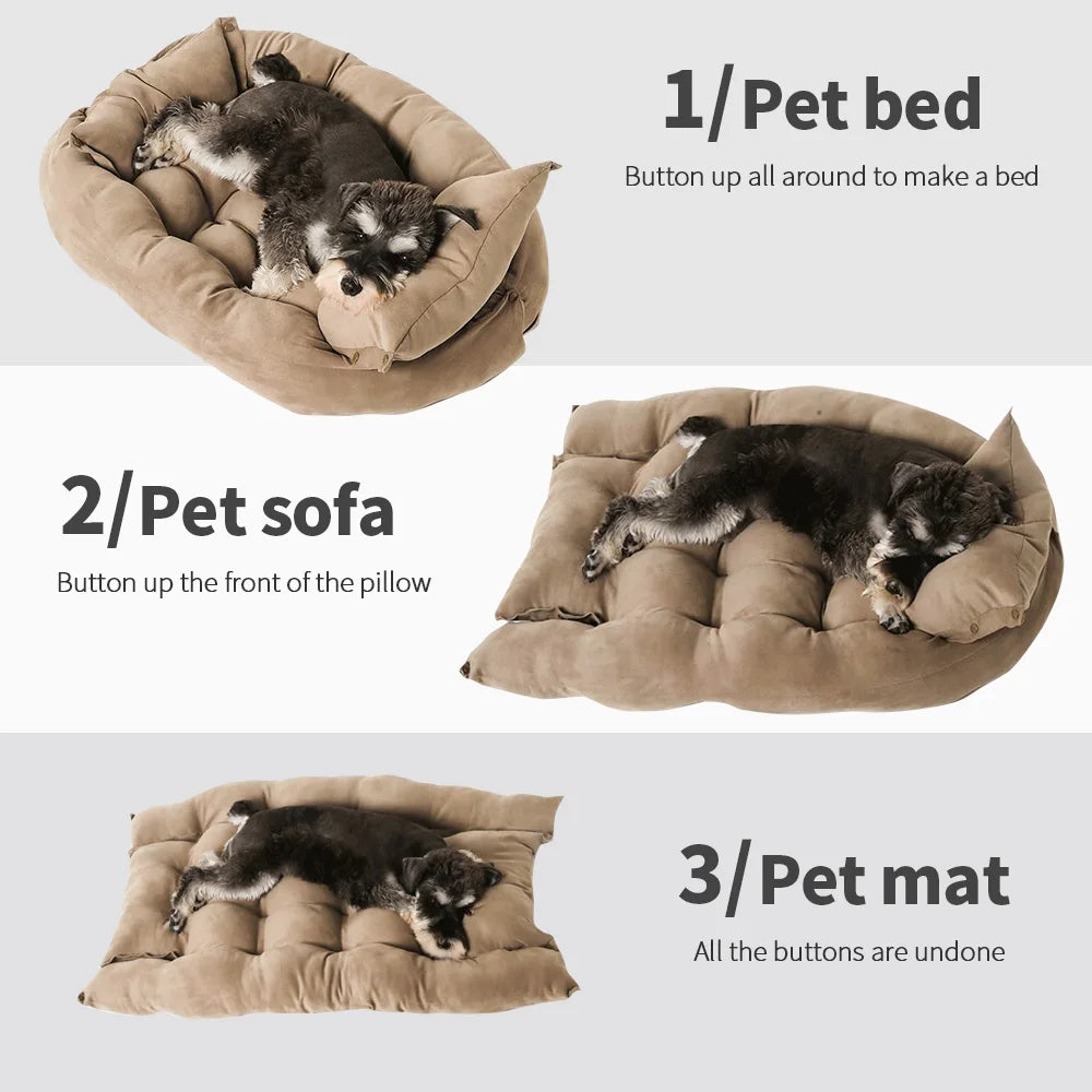 3-in-1 Pet Bed Mat - Soft Sofa Nest Cushion for Dogs & Cats