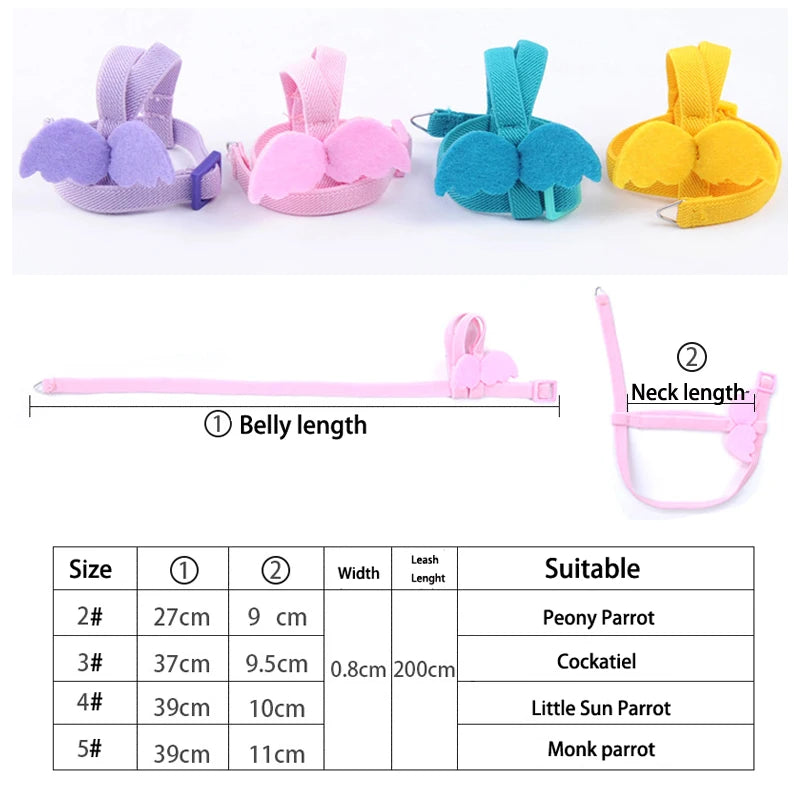 Adjustable Bird Harness and Leash Set - Training Lead for Parrots & Small Birds