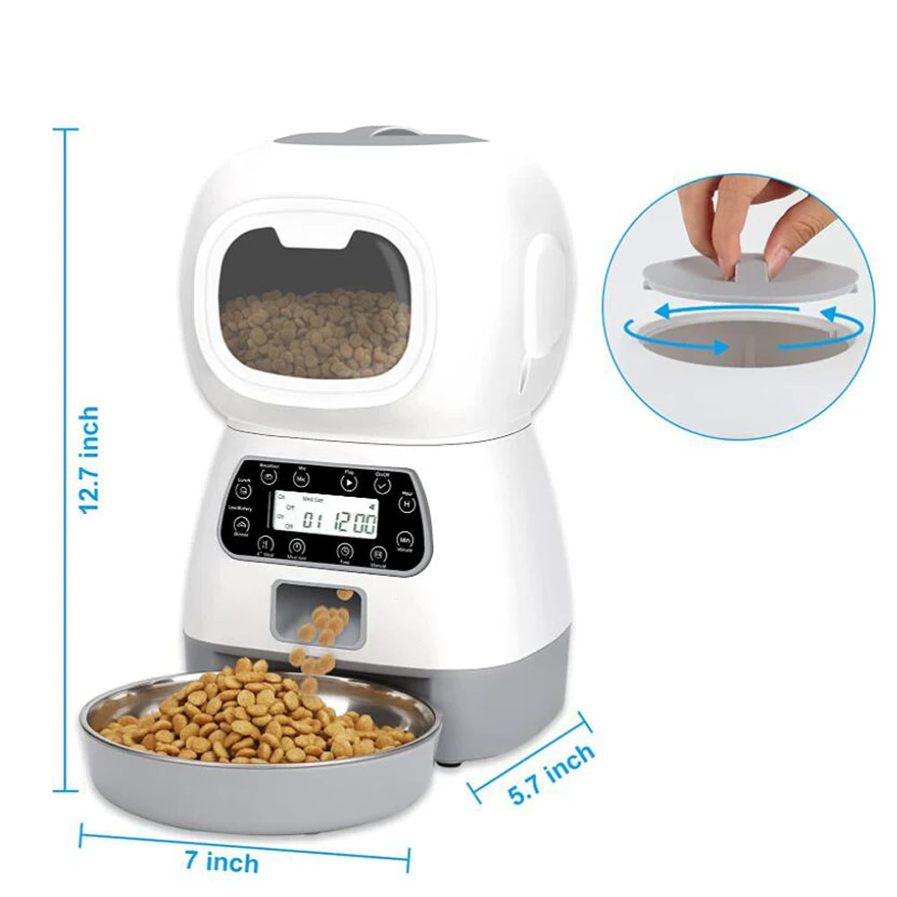 3.5L Automatic Pet Feeder - Smart Timed Food Dispenser for Cats & Dogs