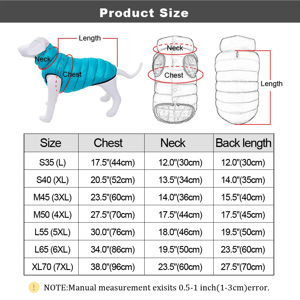 Reversible Winter Dog Vest - 3-Layer Waterproof Jacket for Cold Weather