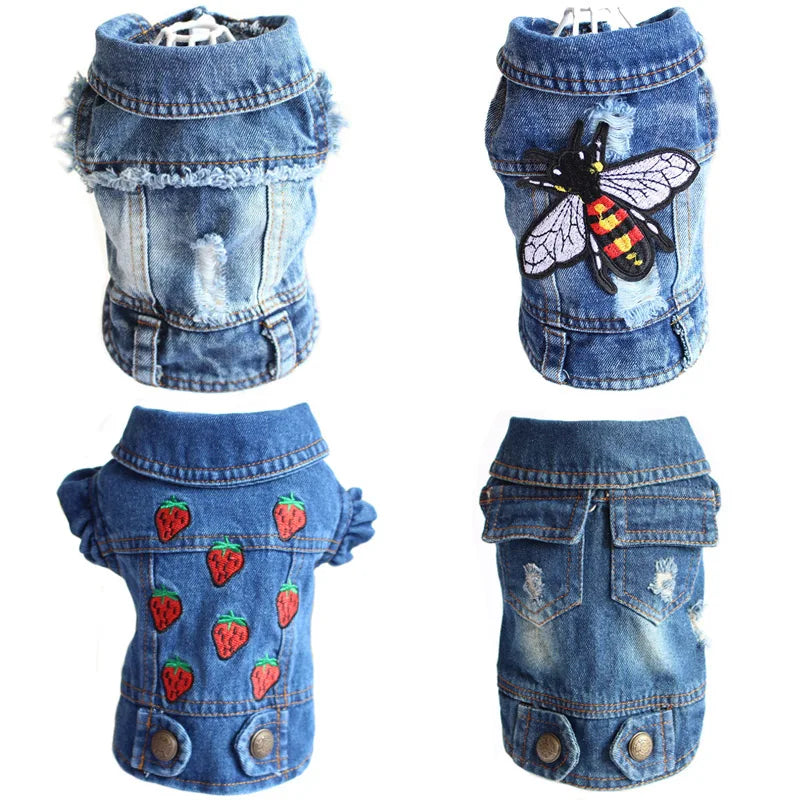 Cat Denim Vest Jacket - Casual Cotton Coat for Kittens & Small Cats