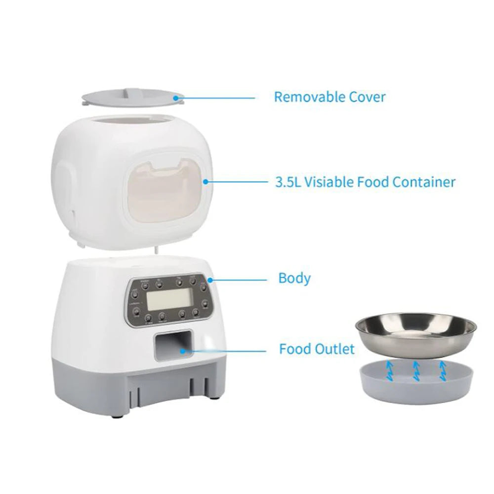 3.5L Automatic Pet Feeder - Smart Timed Food Dispenser for Cats & Dogs