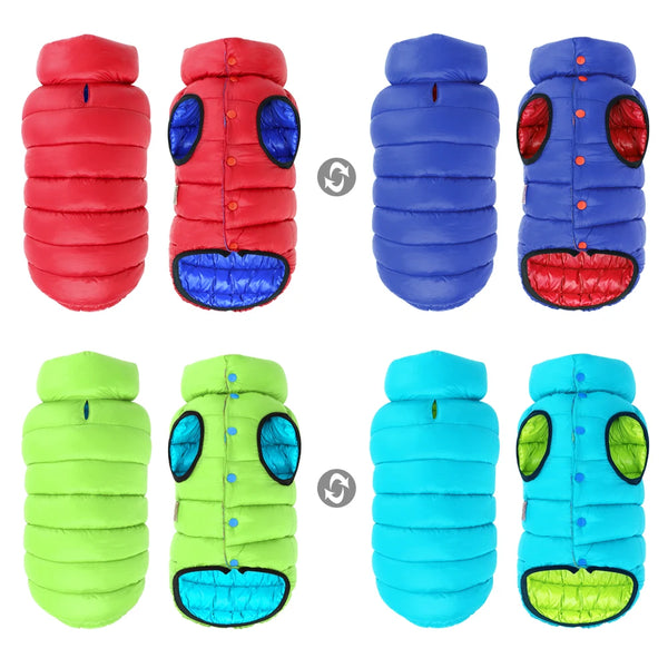 Reversible Winter Dog Vest - 3-Layer Waterproof Jacket for Cold Weather