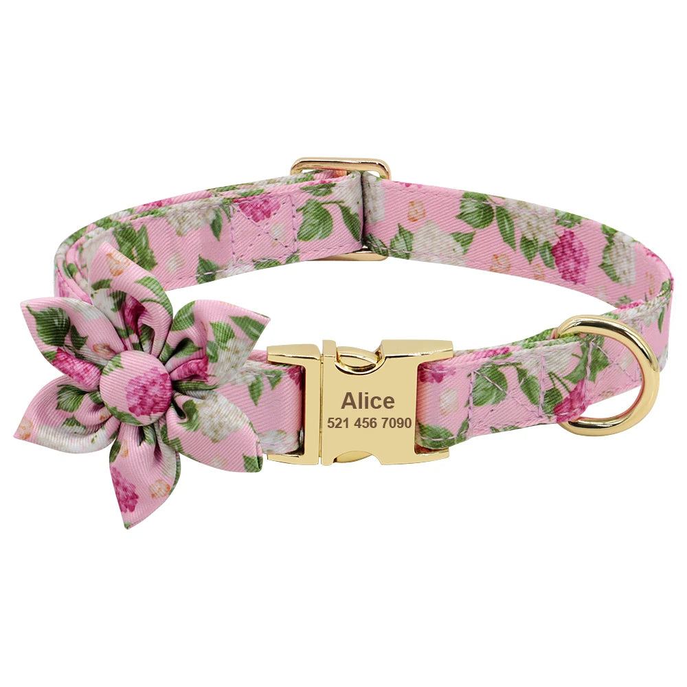 Custom Engraved Dog Collar and Leash Set - Personalized ID Walking Collar