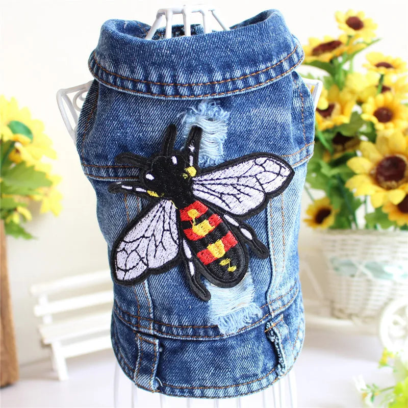 Cat Denim Vest Jacket - Casual Cotton Coat for Kittens & Small Cats