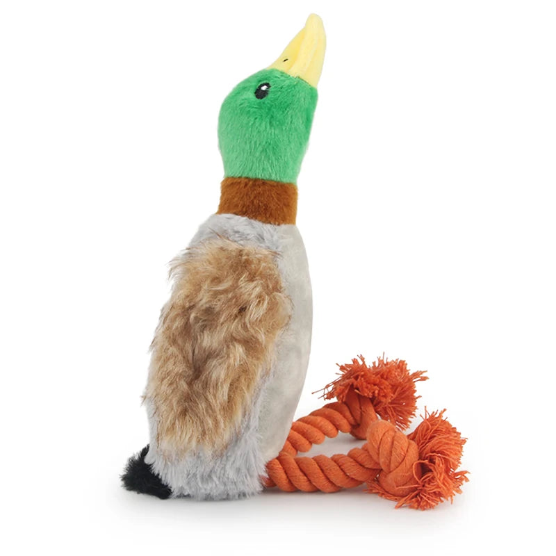 Plush Duck Dog Toy - Squeaky Chew Rope for Playtime & Teeth Cleaning