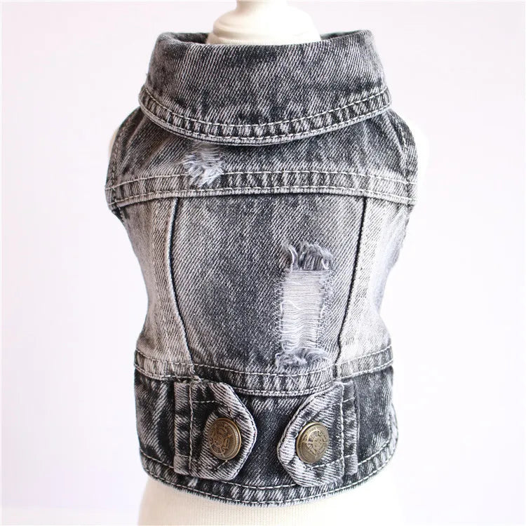 Cat Denim Vest Jacket - Casual Cotton Coat for Kittens & Small Cats