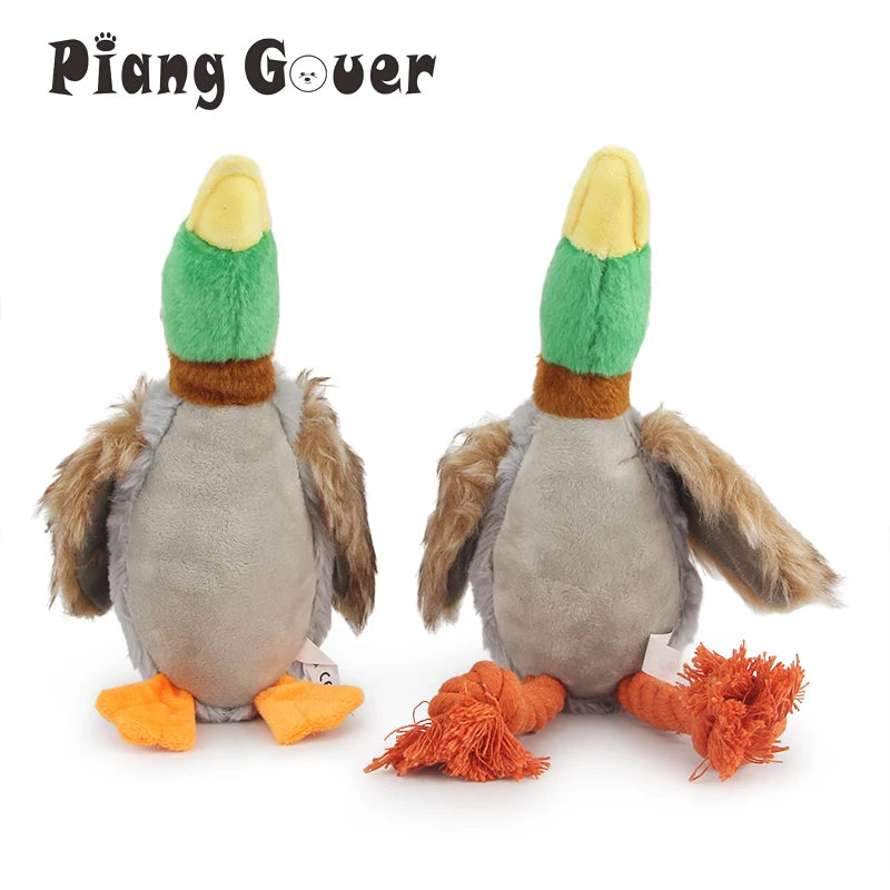 Plush Duck Dog Toy - Squeaky Chew Rope for Playtime & Teeth Cleaning