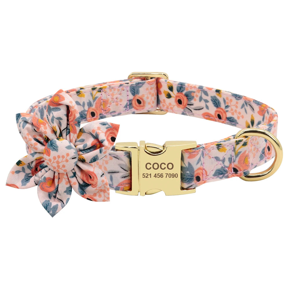 Custom Engraved Dog Collar and Leash Set - Personalized ID Walking Collar