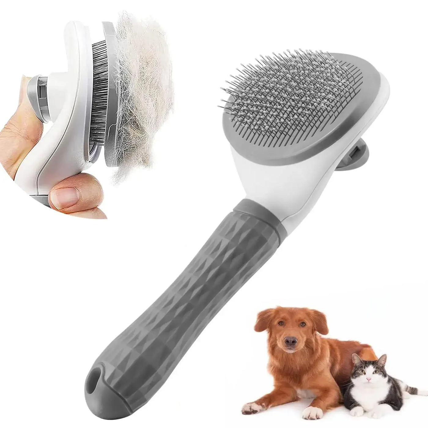 Self-Cleaning Slicker Brush - Pet Grooming Comb for Cats & Dogs