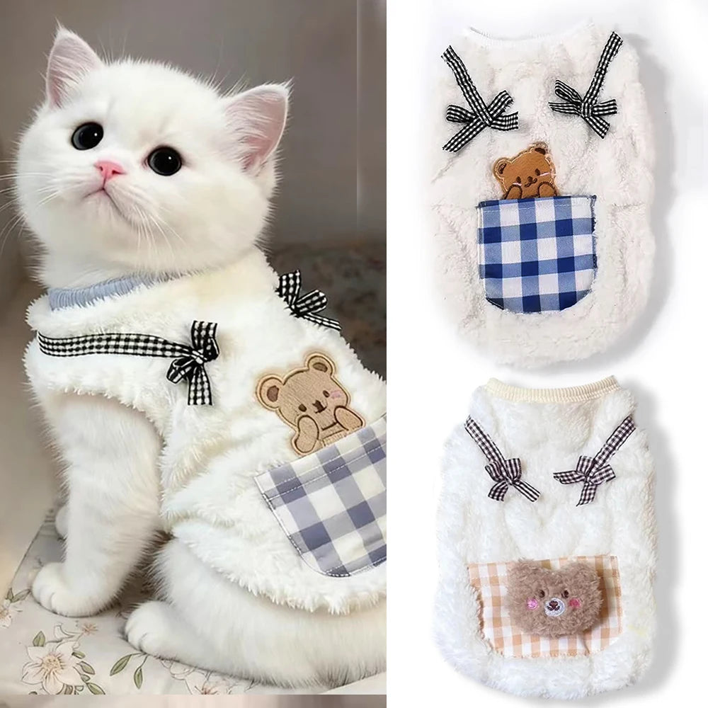 Cozy Plush Pet Vest - Warm Fleece Sleeveless Coat for Dogs & Cats