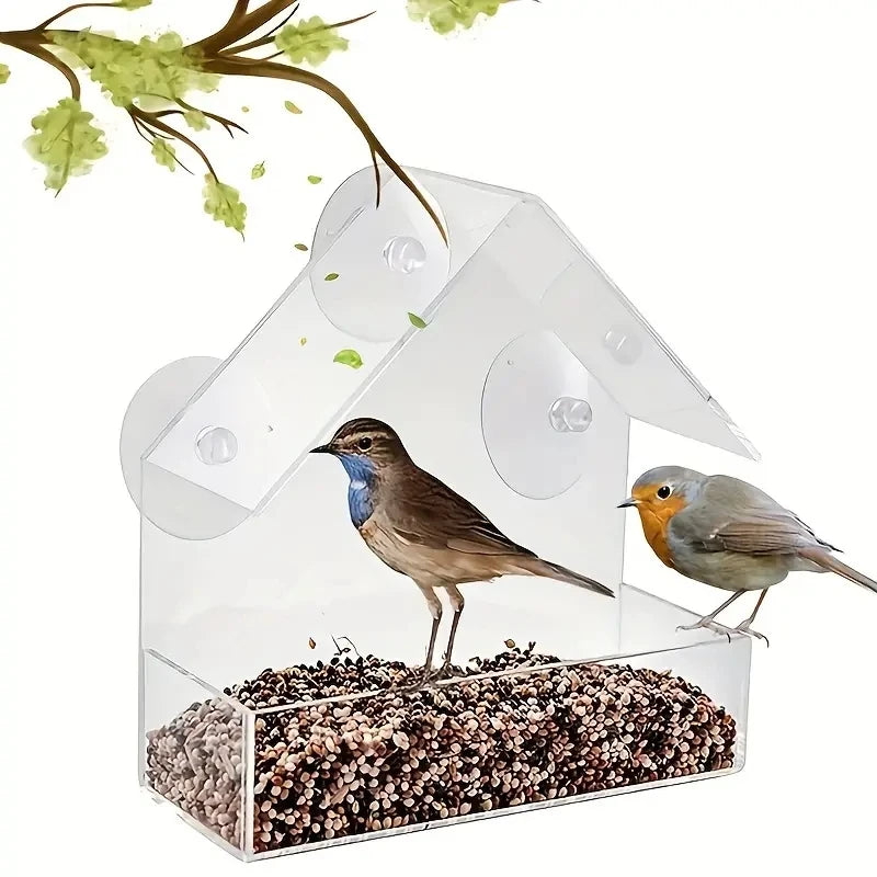 Clear Window Bird Feeder House - Acrylic Outdoor Hanging Feeder