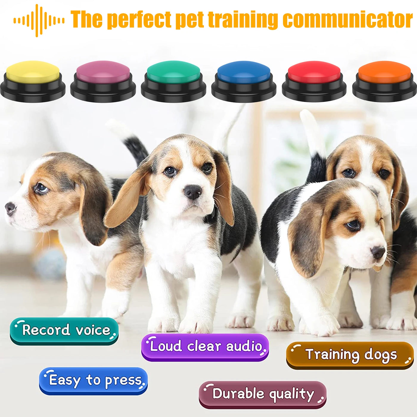 Recordable Dog Training Buttons Set - Interactive Talking Buzzers with Light