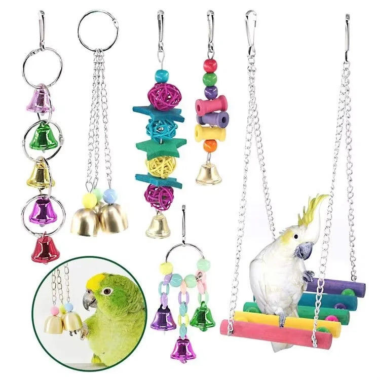 Natural Parrot Chew Toy Set - Colorful Biting Toy for Birds