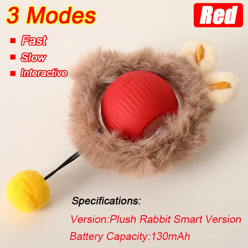 Rechargeable Rolling Cat Ball Toy - Faux Tail Interactive Teaser for Cats