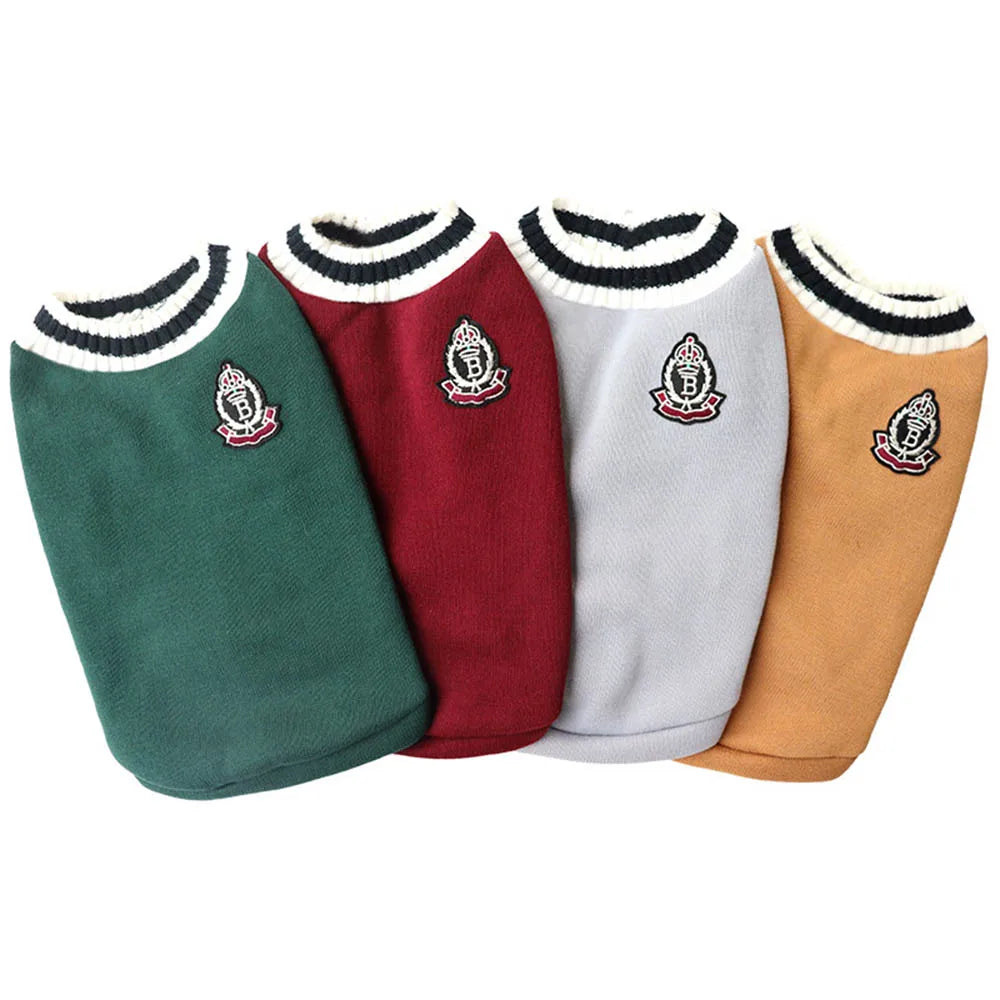 Collegiate Style Pet Sweater Vest - Warm Winter Top for Cats & Small Dogs