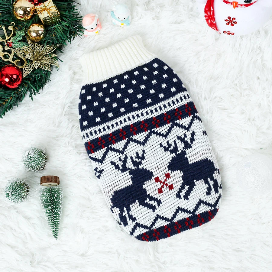 Christmas Knitted Pet Sweater - Festive Holiday Pullover for Small Dogs & Cats