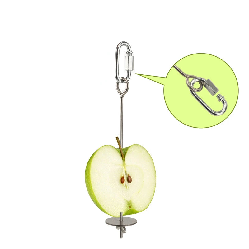 Stainless Steel Bird Food Skewer - Fruit and Treat Holder for Parrots