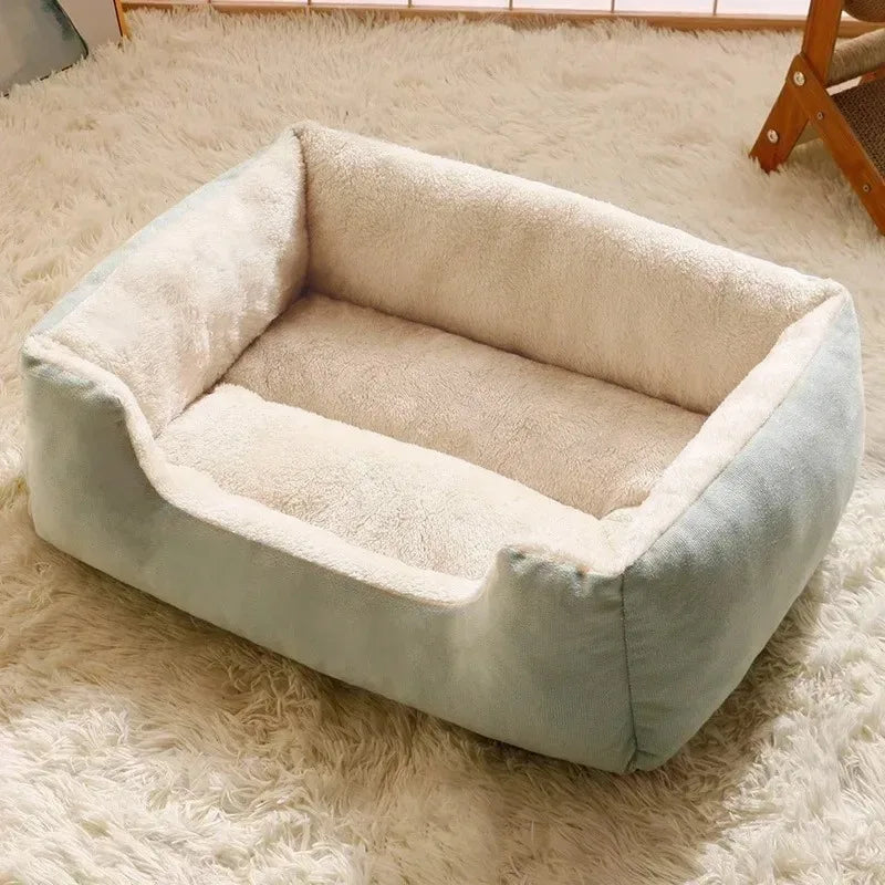 Plush Cat & Dog Basket Bed - Breathable Cushion Nest for Cozy Indoor Lounging