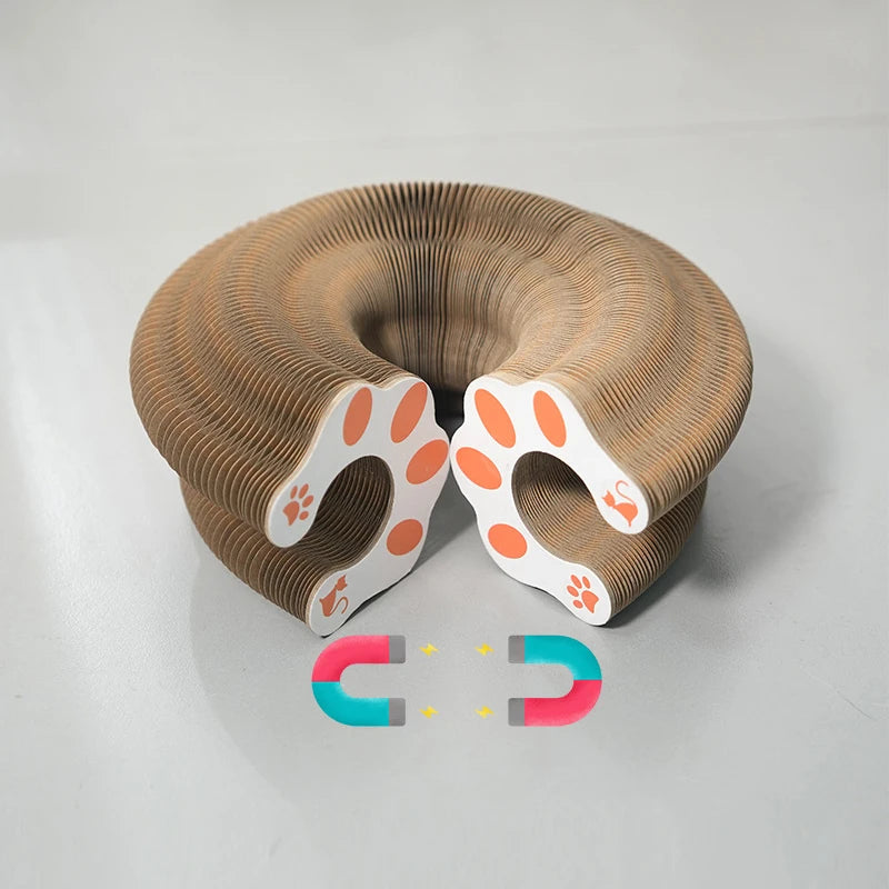 Corrugated Cat Scratcher Board - Interactive Scratch Toy with Ball Track