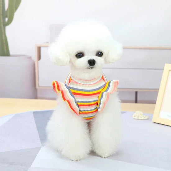 Ruffle Striped Pet Dress - Cute Party Skirt Vest for Dogs & Cats