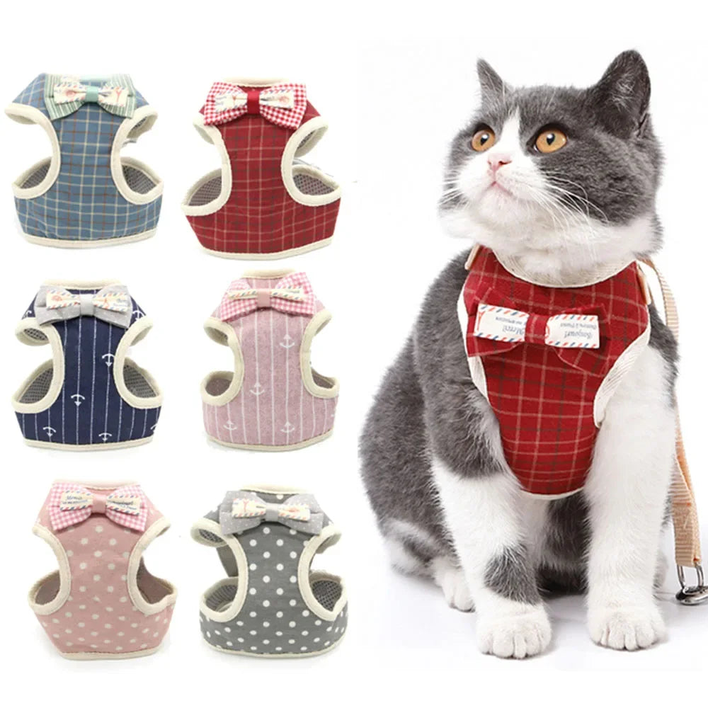 Breathable Mesh Pet Harness Set - Adjustable Leash Vest for Small Dogs & Cats