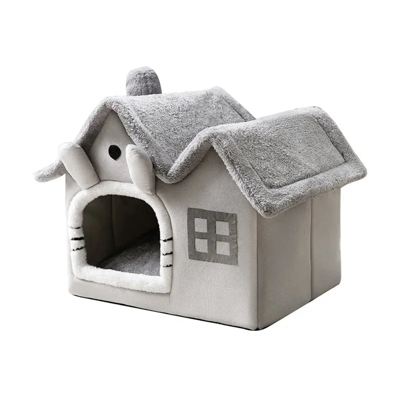Foldable Cat Cave Bed - Soft Warm Sleeping House for Cats & Small Dogs