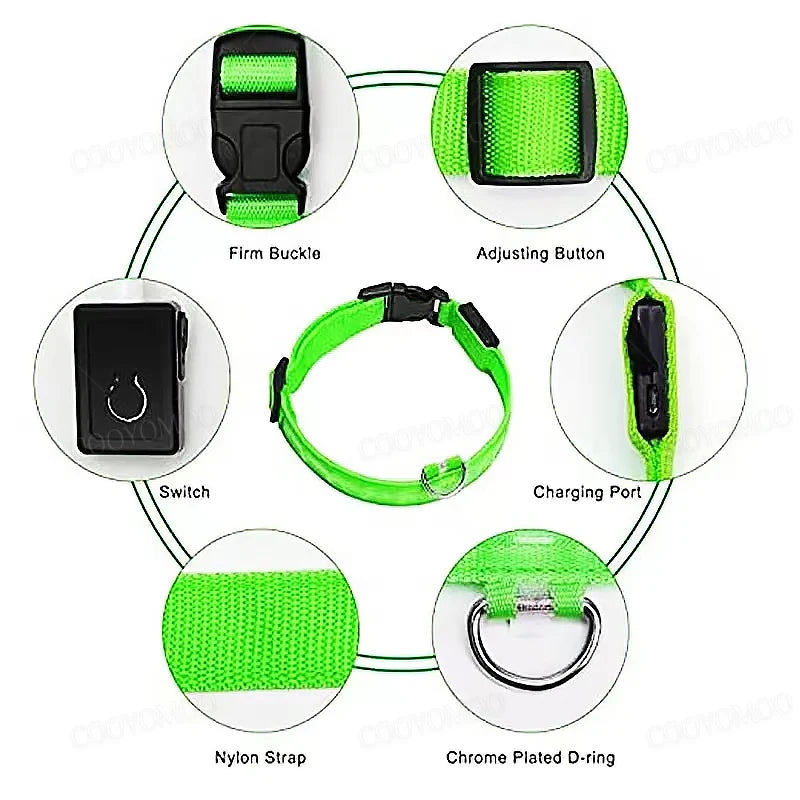 USB LED Dog Collar - Rechargeable Luminous Safety Collar for Night Walks