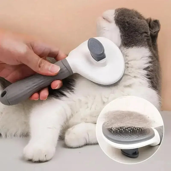 Self-Cleaning Slicker Brush - Pet Grooming Comb for Cats & Dogs