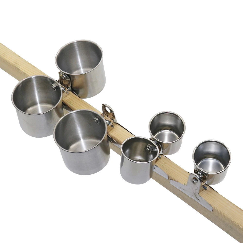Clip-On Bird Feeder Cup - Stainless Steel Single or Double Bowl for Cages