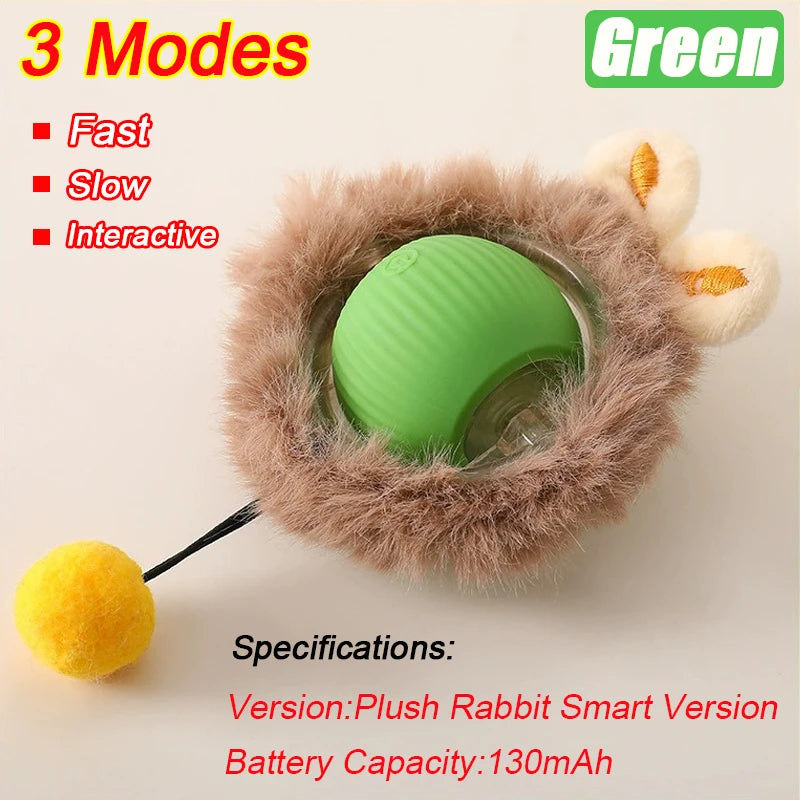 Rechargeable Rolling Cat Ball Toy - Faux Tail Interactive Teaser for Cats