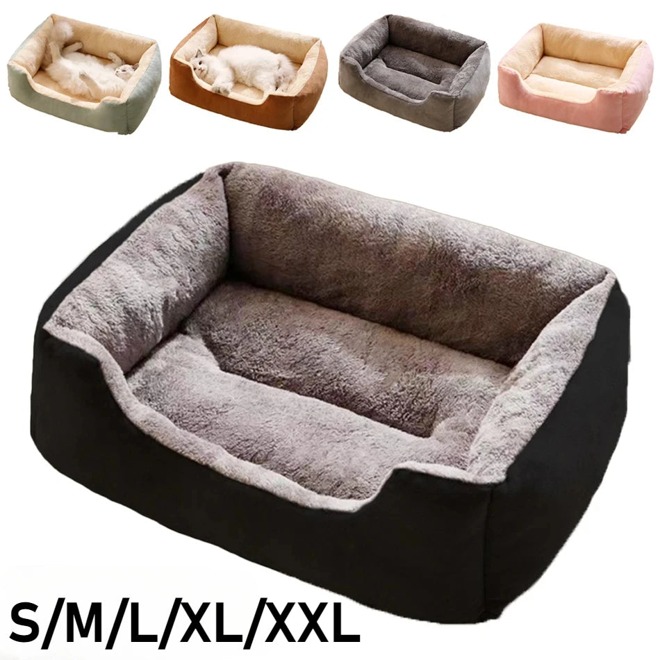 Plush Cat & Dog Basket Bed - Breathable Cushion Nest for Cozy Indoor Lounging