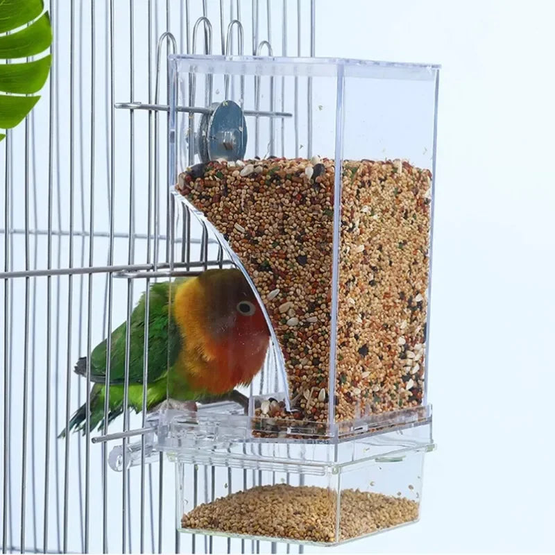Anti-Splash Bird Feeder Box - Automatic Seed Dispenser for Parakeets