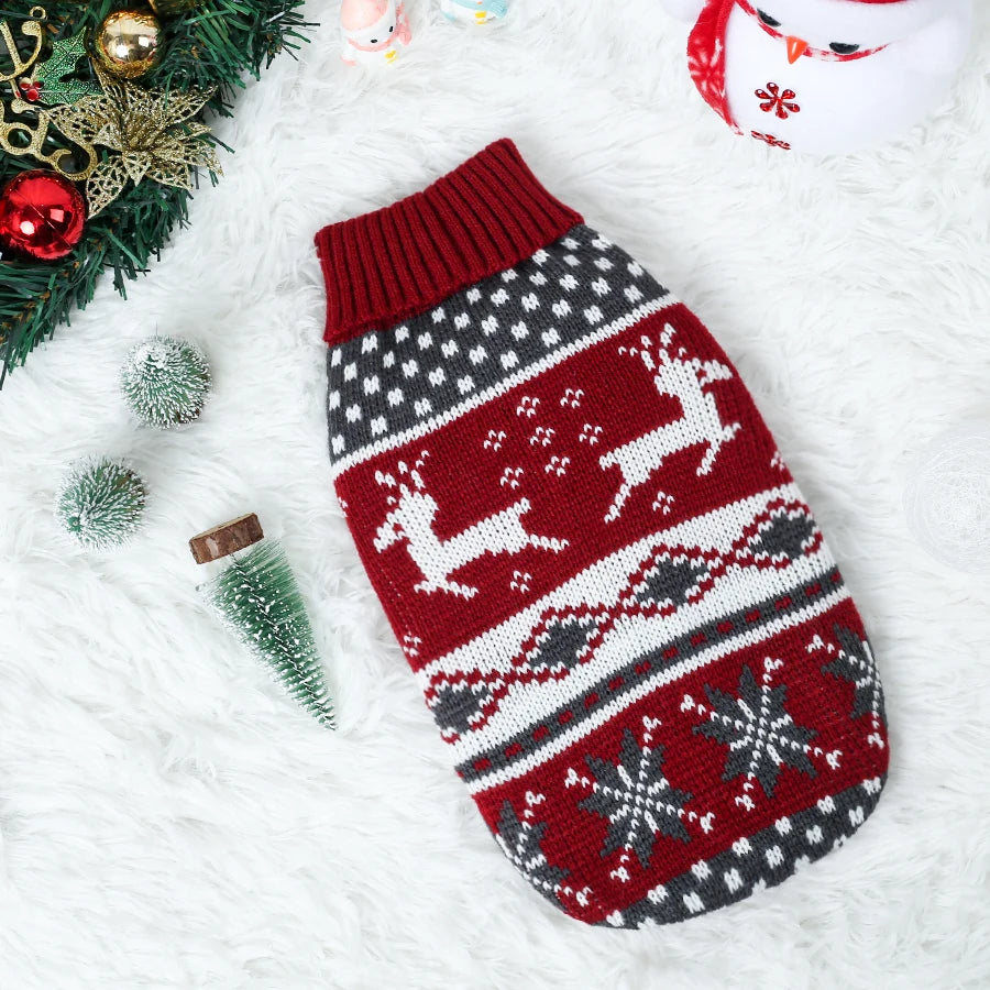 Christmas Knitted Pet Sweater - Festive Holiday Pullover for Small Dogs & Cats