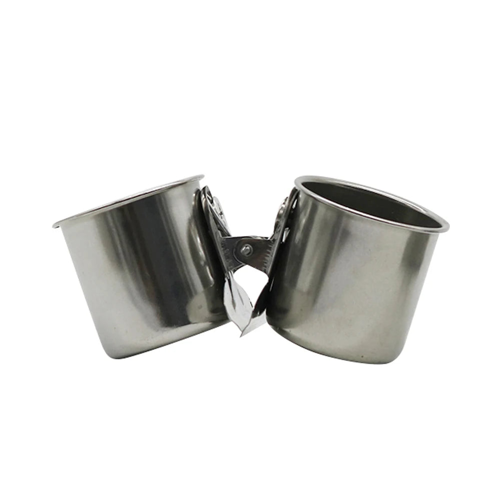 Clip-On Bird Feeder Cup - Stainless Steel Single or Double Bowl for Cages