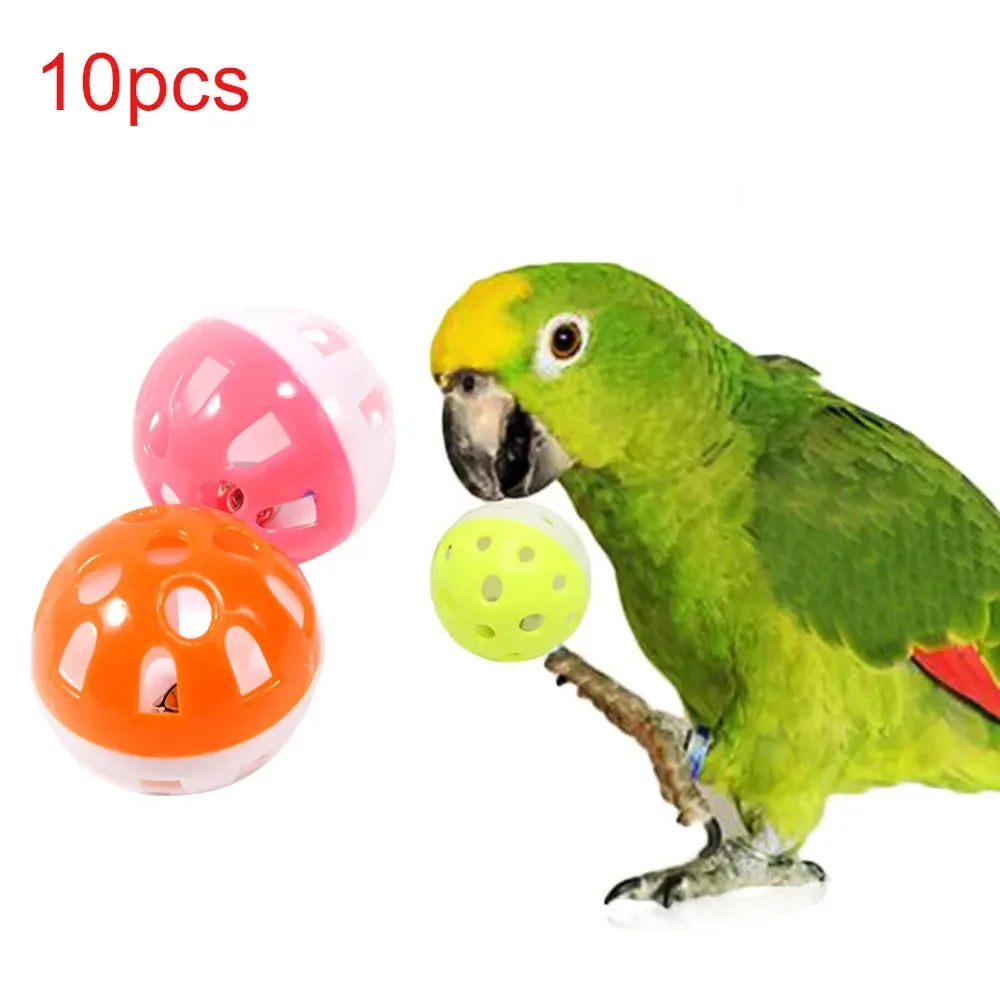 10-Piece Bird Bell Ball Set - Colorful Cage Toys for Parrots and Budgies