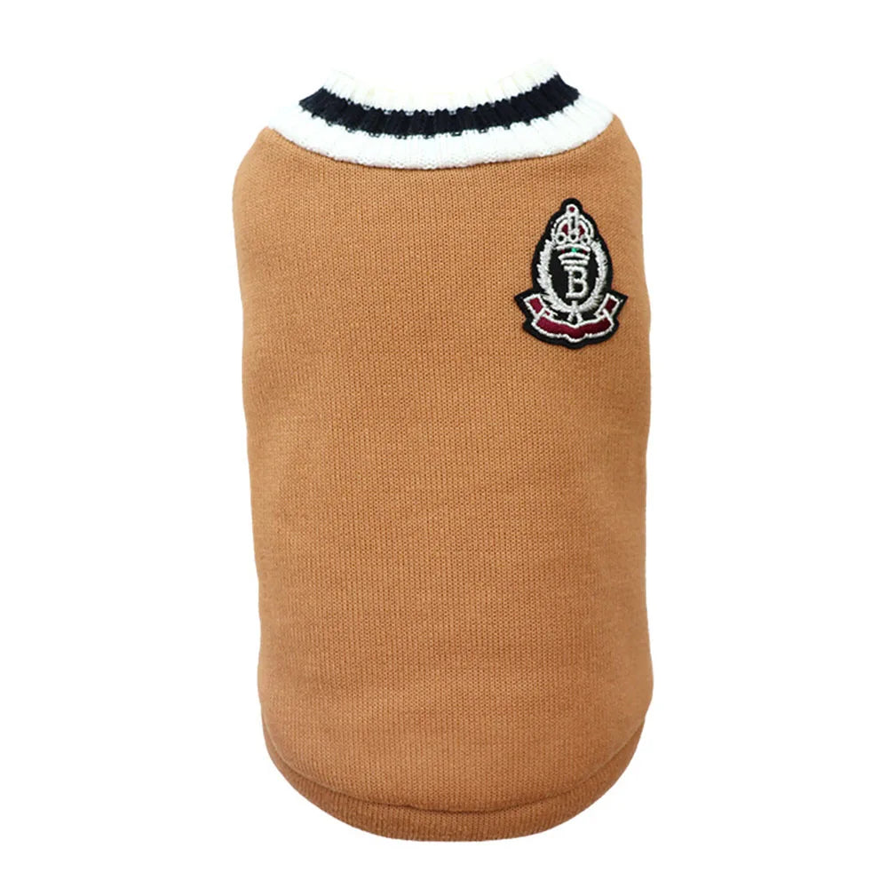 Collegiate Style Pet Sweater Vest - Warm Winter Top for Cats & Small Dogs