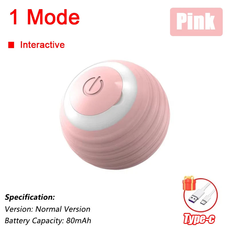 Rechargeable Rolling Cat Ball Toy - Faux Tail Interactive Teaser for Cats