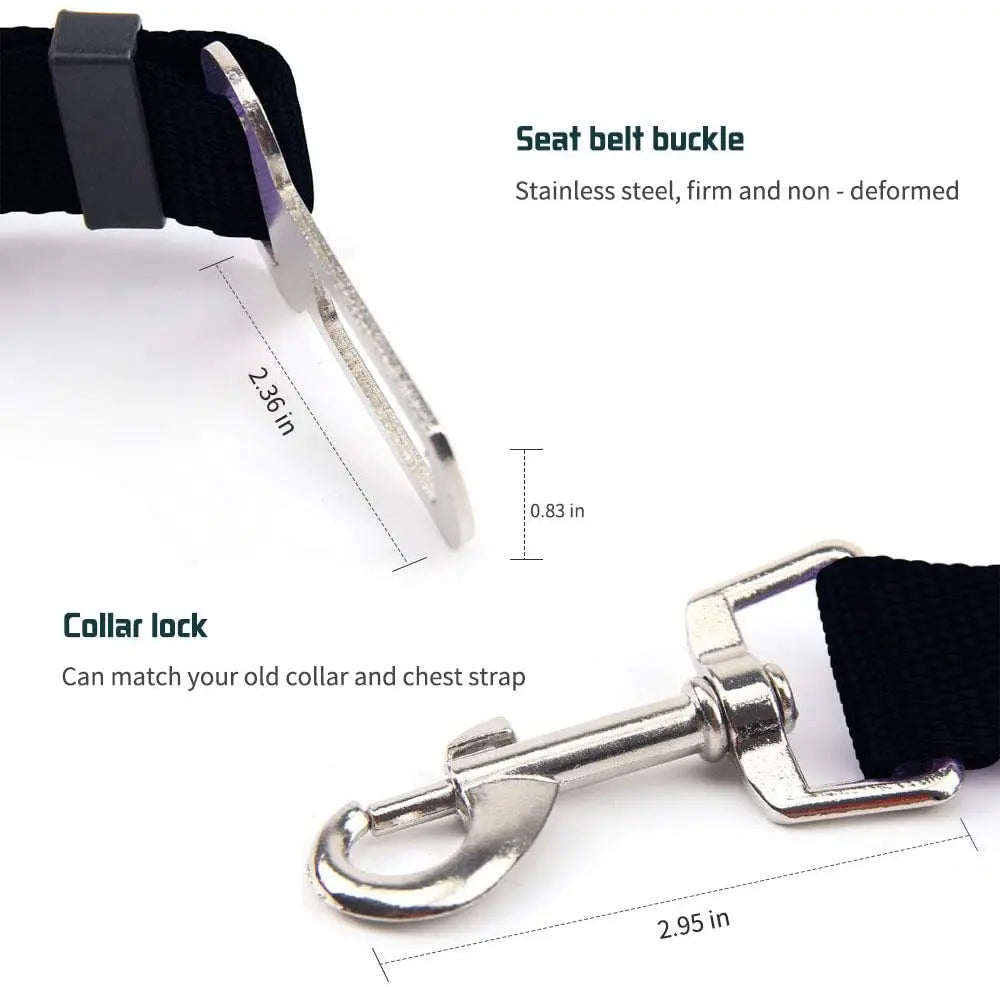 Adjustable Pet Car Seat Belt - Safety Lead Clip for Dogs & Cats