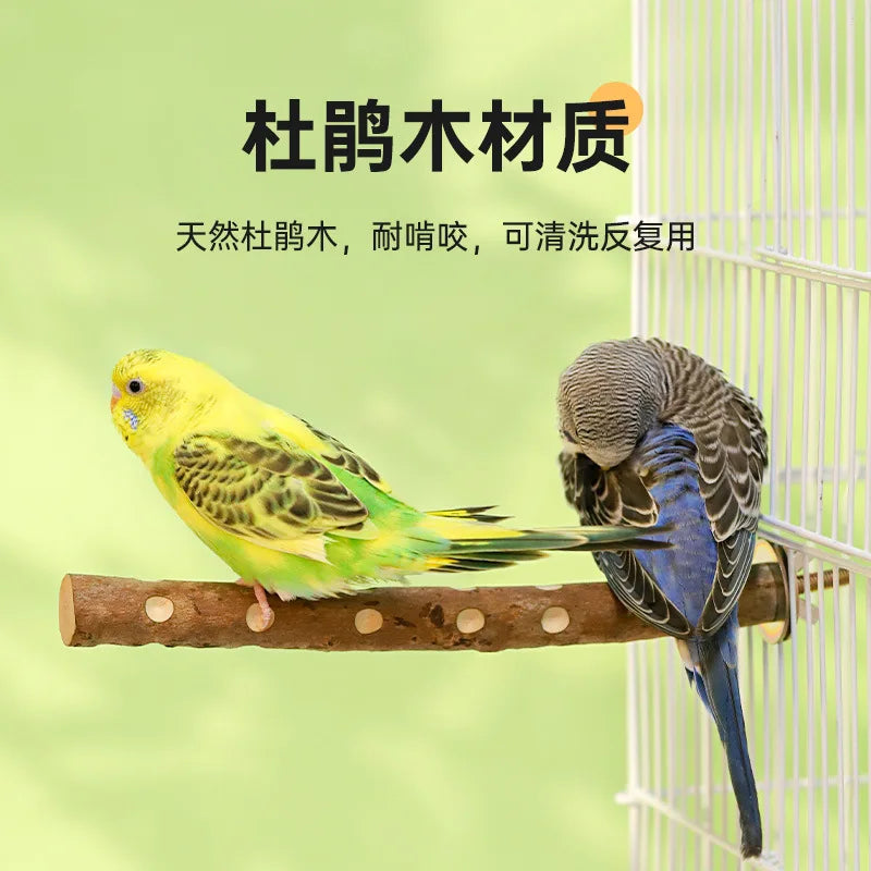 Natural Wood Bird Perch Stand - Branch Grinding Rod for Budgies & Cockatiels
