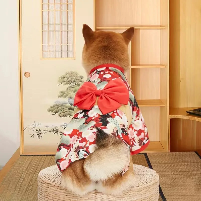 Japanese Style Pet Kimono - Lightweight Summer Outfit for Cats & Small Dogs